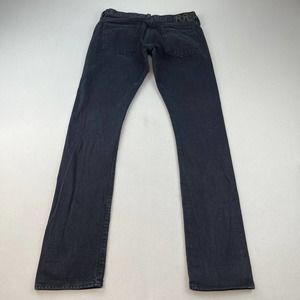 Vintage Ralph Lauren RRL Slim Black Denim Jeans Mens 29x34 Button Fly Made USA